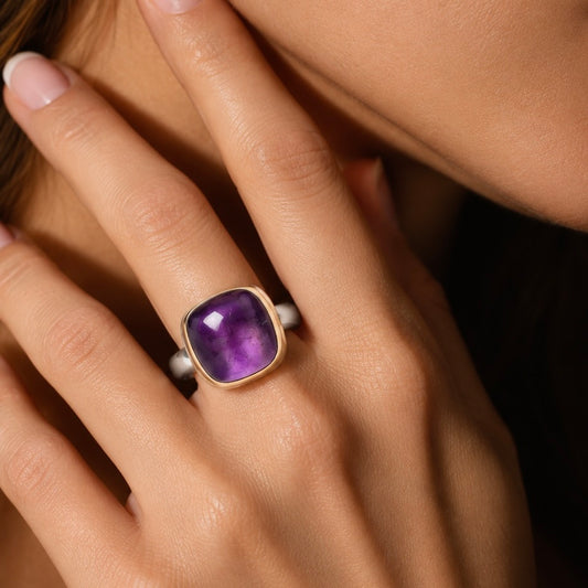 AMETHYST 14k GOLD FILL & STERLING RING
