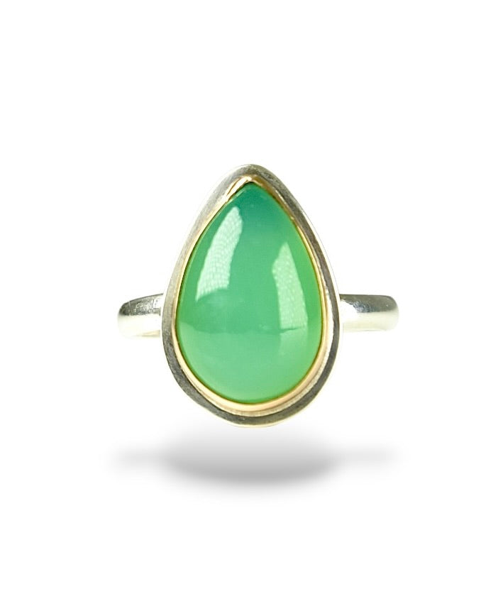 AUSTRALIAN CHRYSOPRASE 14K GOLD FILL & STERLING RING