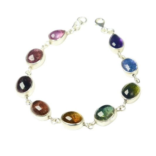 LINKED MULTICOLORED TOURMALINE BRACELET