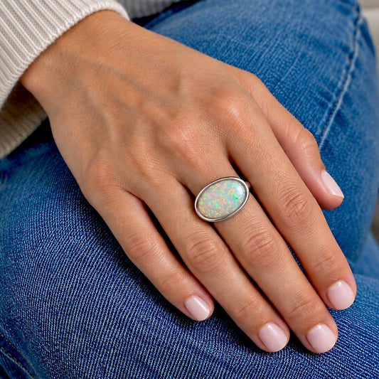 ETHIOPIAN OPAL 18K SOLID GOLD & STERLING RING