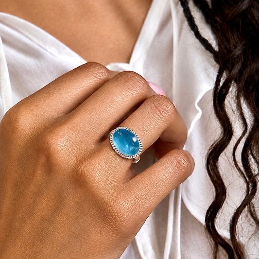 AQUAMARINE STERLING SILVER RING