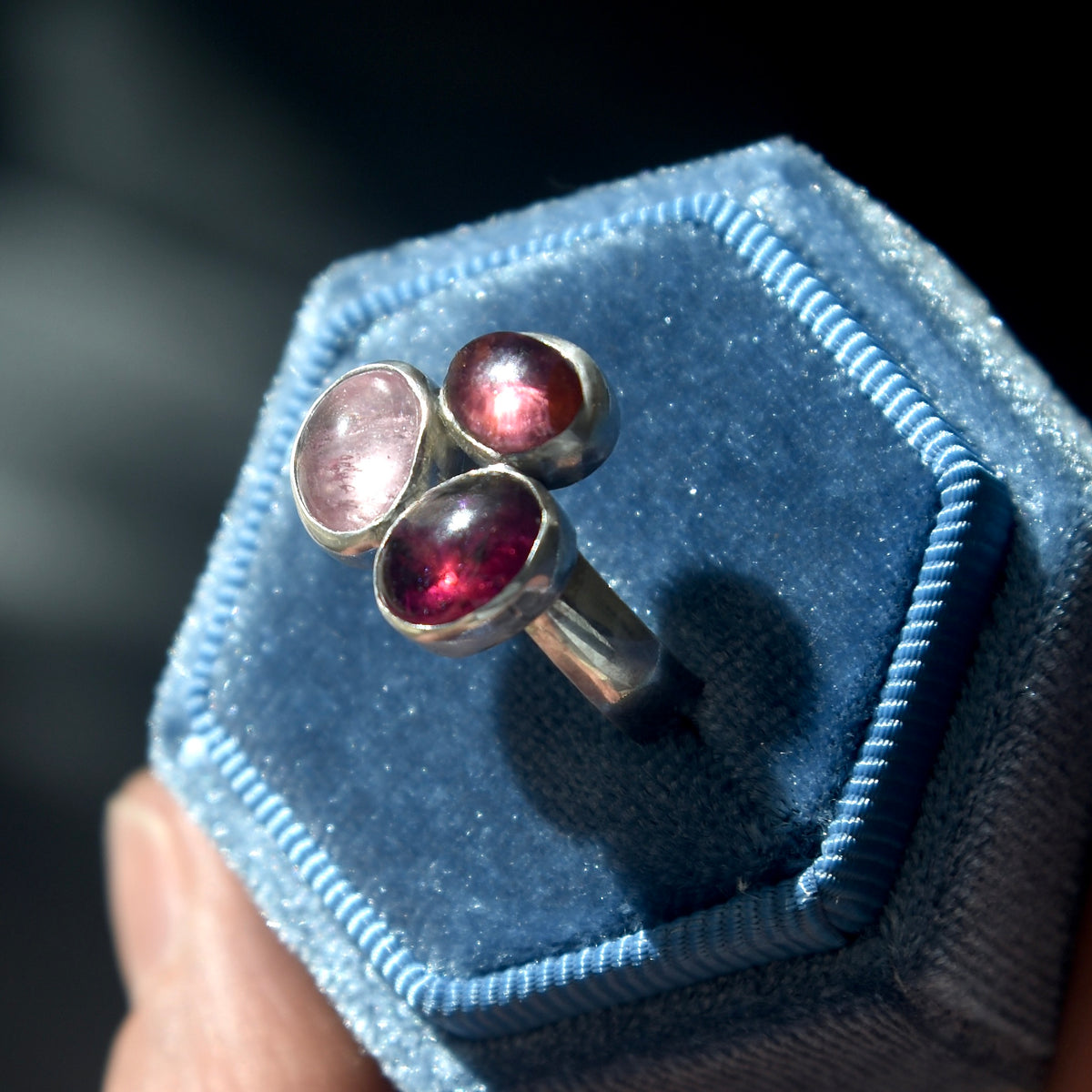 TOURMALINE CLUSTER STERLING SILVER RING