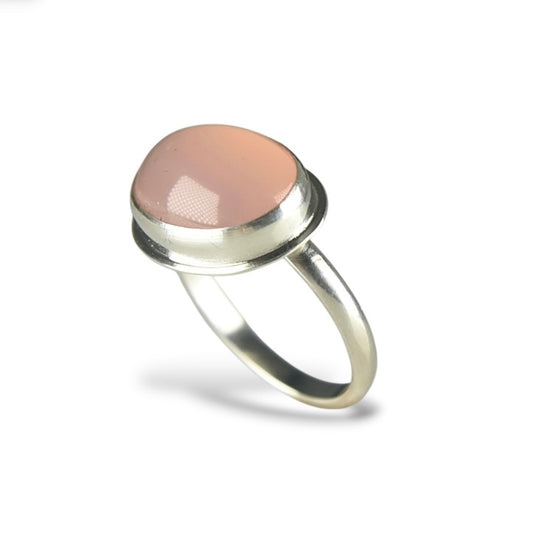 ROSE QUARTZ DOUBLET STERLING SILVER RING