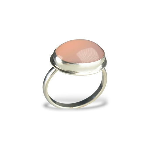 ROSE QUARTZ DOUBLET STERLING SILVER RING