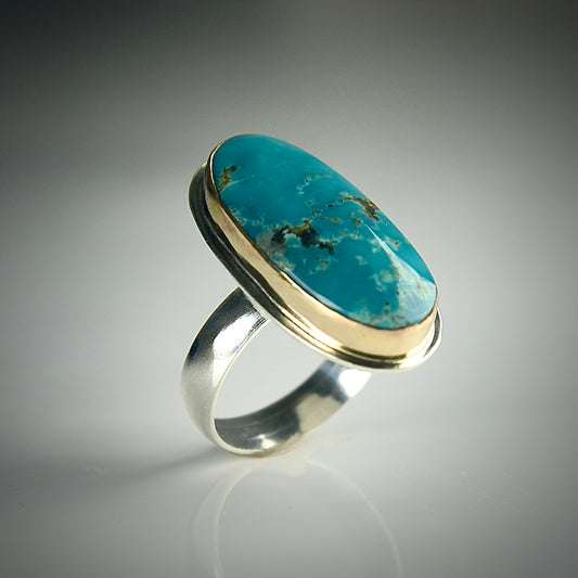 KINGMAN TURQUOISE 14K GOLD FILL & STERLING SILVER RING