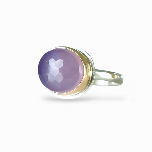 LAVENDER CHALCEDONY 14K GOLD FILL & STERLING RING