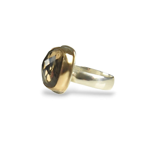 SMOKY QUARTZ 14k GOLD FILL & STERLING RING