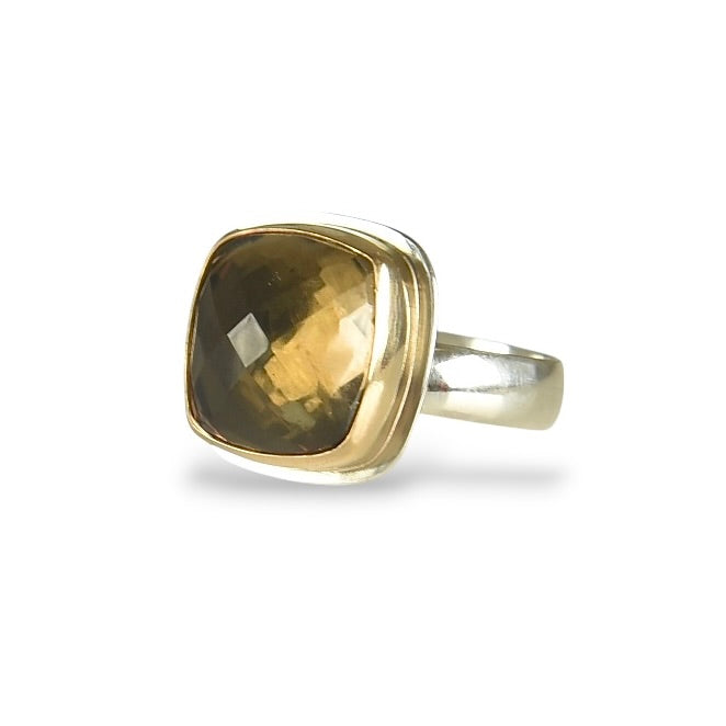 SMOKY QUARTZ 14k GOLD FILL & STERLING RING
