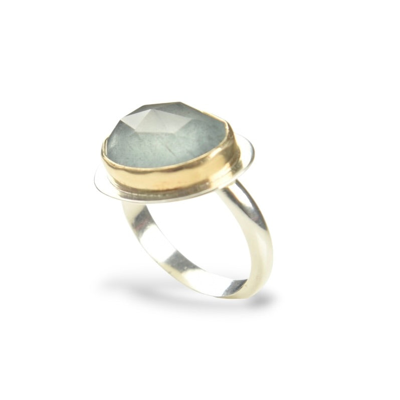 MOSS AQUAMARINE 14k GOLD FILL & STERLING RING
