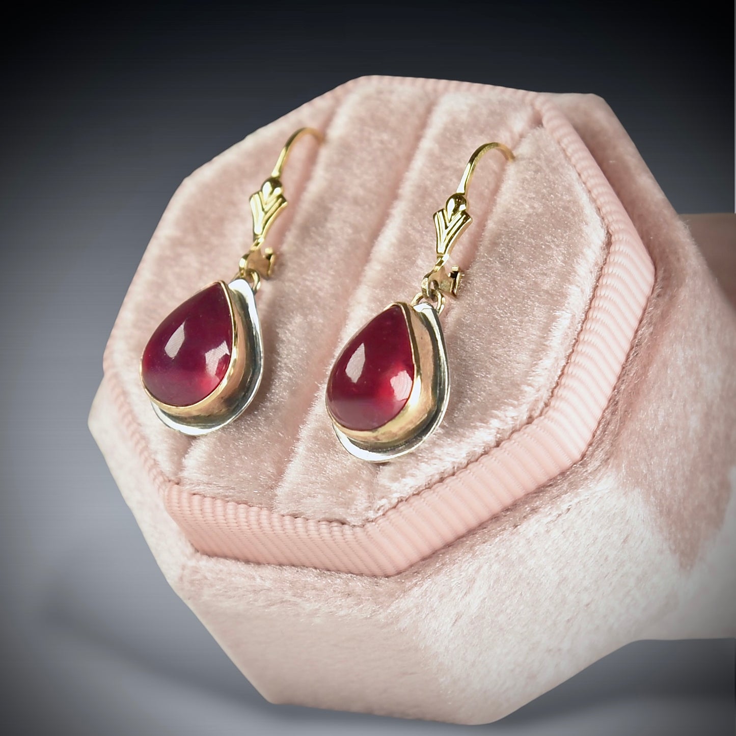 AFGHAN RUBY DROP 14k GOLD FILL EARRING