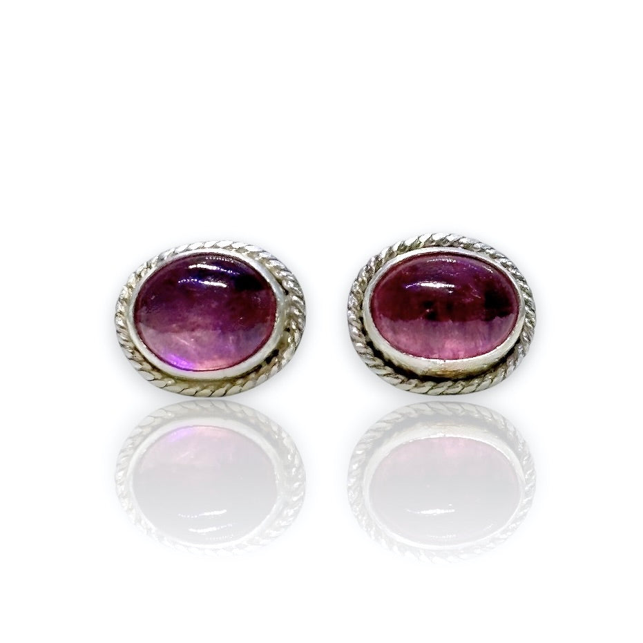 BERRY TOURMALINE STERLING STUD EARRINGS