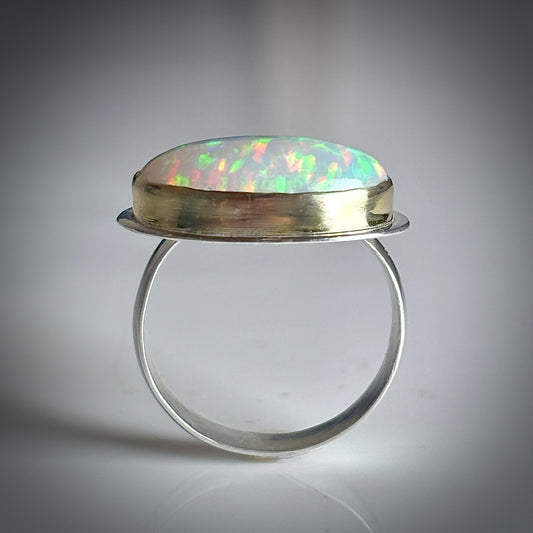 ETHIOPIAN OPAL 18K SOLID GOLD & STERLING RING