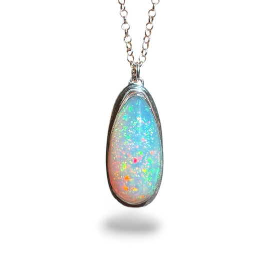 ETHIOPIAN OPAL STERLING SILVER PENDANT NECKLACE