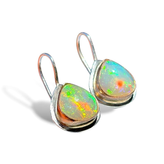 ETHIOPIAN OPAL 14K GOLD FILL & STERLING DROP EARRINGS