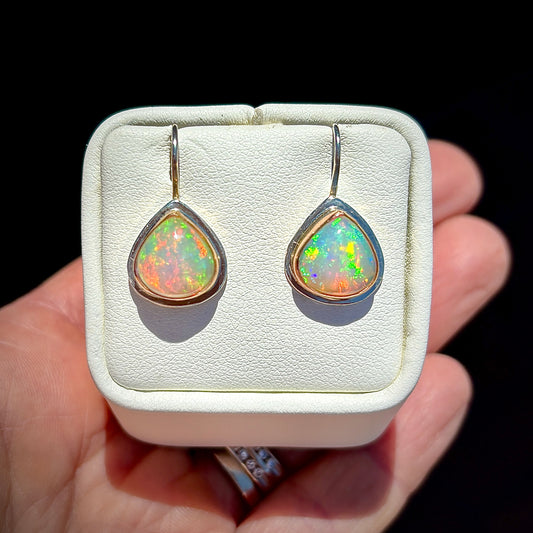 ETHIOPIAN OPAL 14K GOLD FILL & STERLING DROP EARRINGS