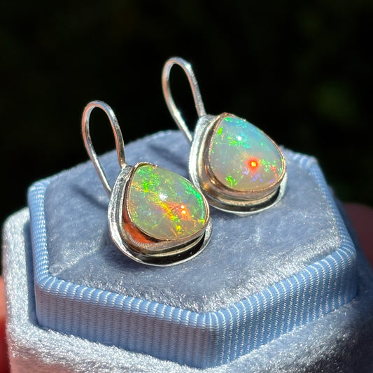ETHIOPIAN OPAL 14K GOLD FILL & STERLING DROP EARRINGS