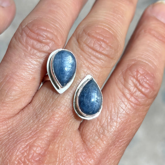BLUE KYANITE OPEN STERLING SILVER RING
