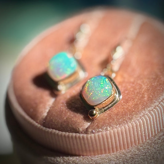 ETHIOPIAN OPAL GOLD FILL & STERLING EARRINGS