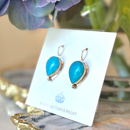SLEEPING BEAUTY TURQUOISE 14K GOLD FILL & STERLING SILVER DROP EARRINGS