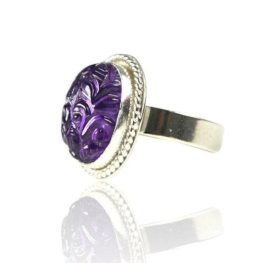 Agapé Artisan Jewelry CARVED AMETHYST STERLING RING 14k gold filled