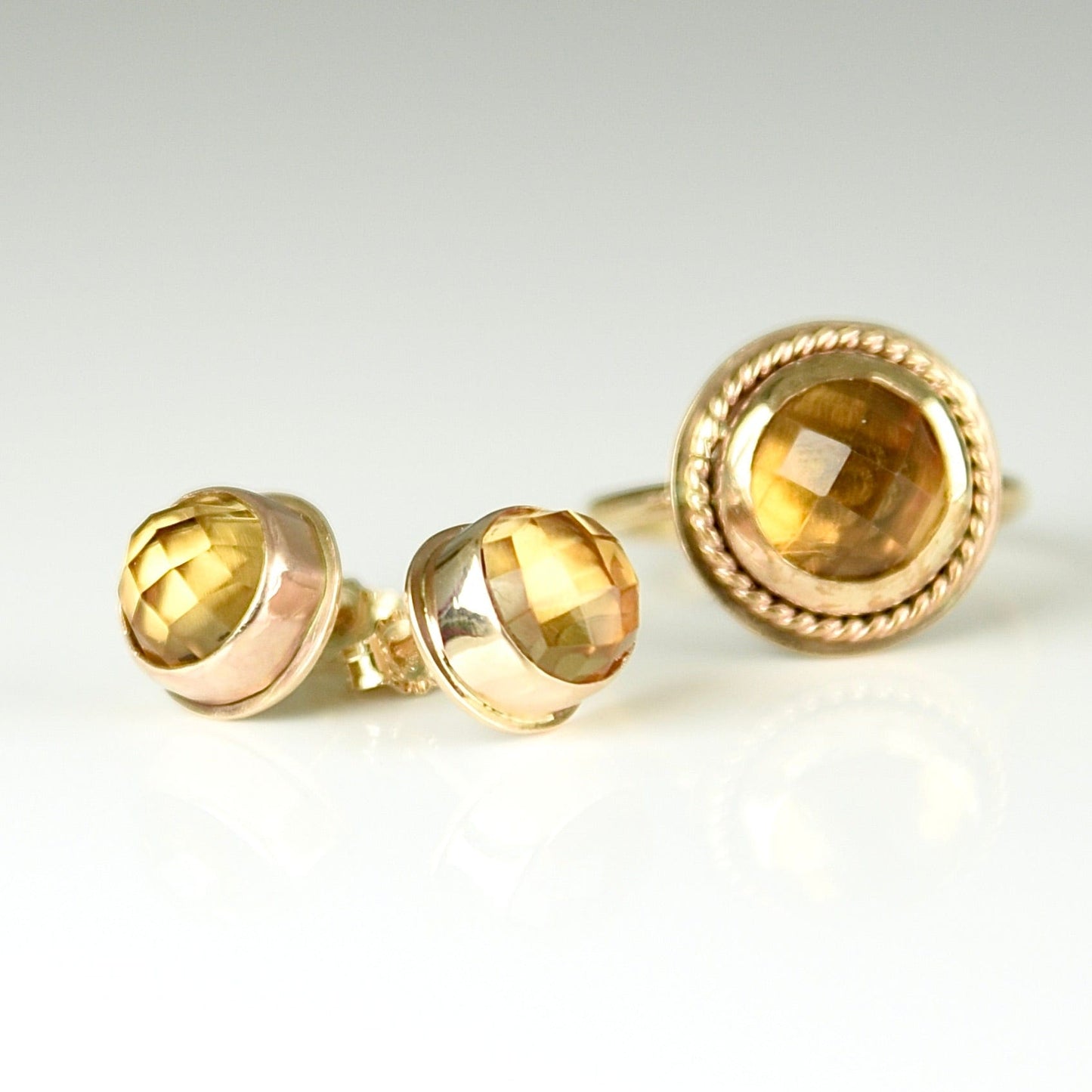 AgapΓ© Artisan Jewelry CITRINE 14K GOLD FILL STUD EARRINGS 14k gold filled