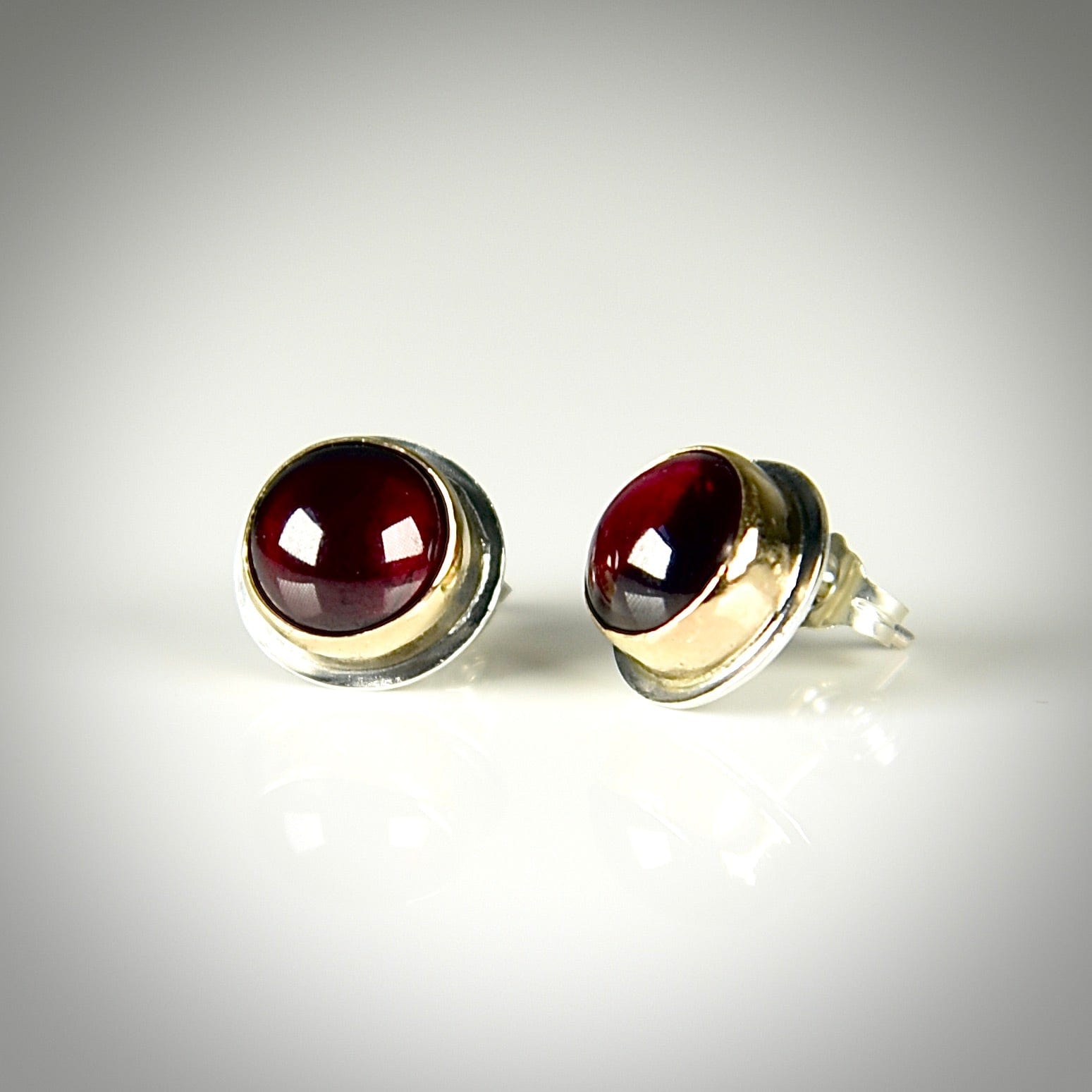 Agapé Artisan Jewelry GARNET 14K GOLD FILL & STERLING STUD EARRINGS 14k gold filled