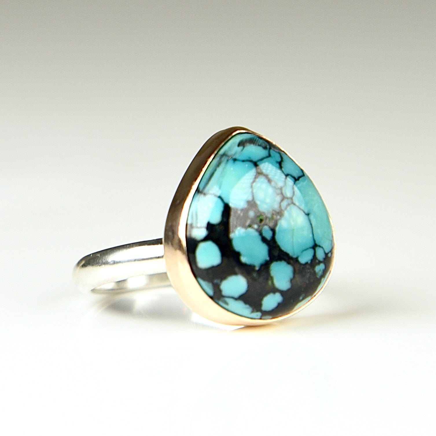 Agapé Artisan Jewelry HUBEI TURQUOISE 14K GOLD FILL & STERLING RING 14k gold filled