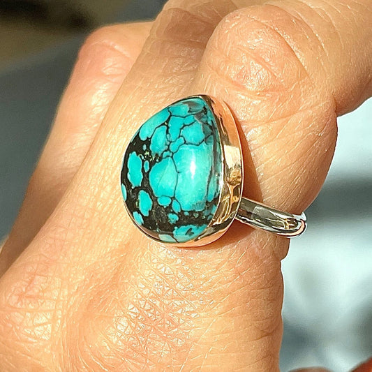 Agapé Artisan Jewelry HUBEI TURQUOISE 14K GOLD FILL & STERLING RING 14k gold filled
