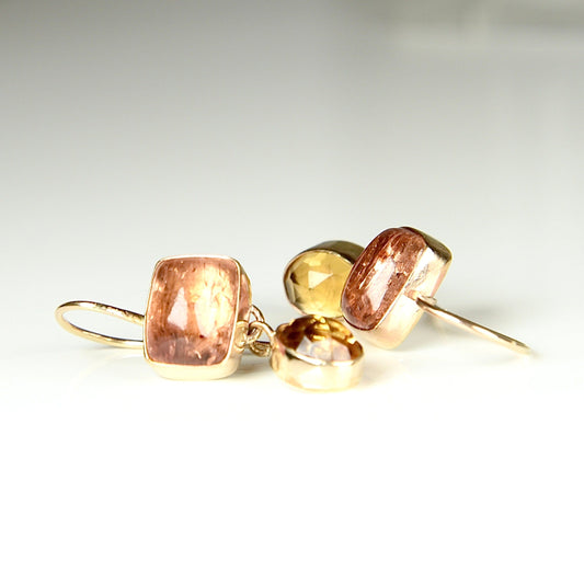 Agapé Artisan Jewelry IMPERIAL TOPAZ & CITRINE GOLD FILL EARRINGS 14k gold filled
