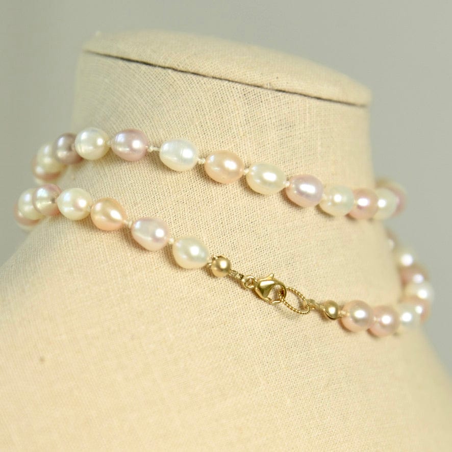 agape artisan jewelry pearl necklace FRESHWATER PEARL & AMETHYST LINKED CHOKER NECKLACE 14k gold filled