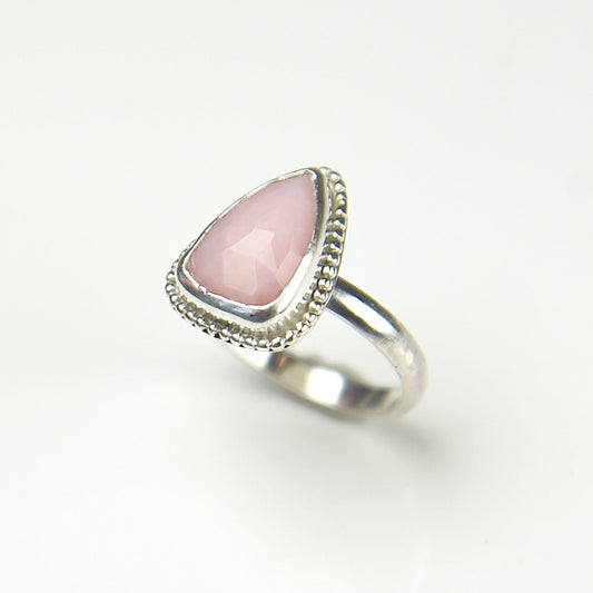 Agapé Artisan Jewelry PINK OPAL SHIELD STERLING RING 14k gold filled