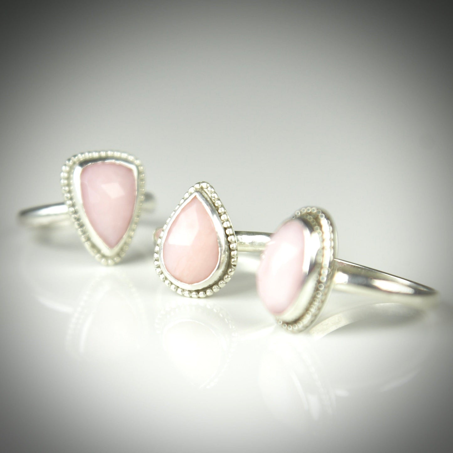 Agapé Artisan Jewelry PINK OPAL TEARDROP STERLING RING 14k gold filled