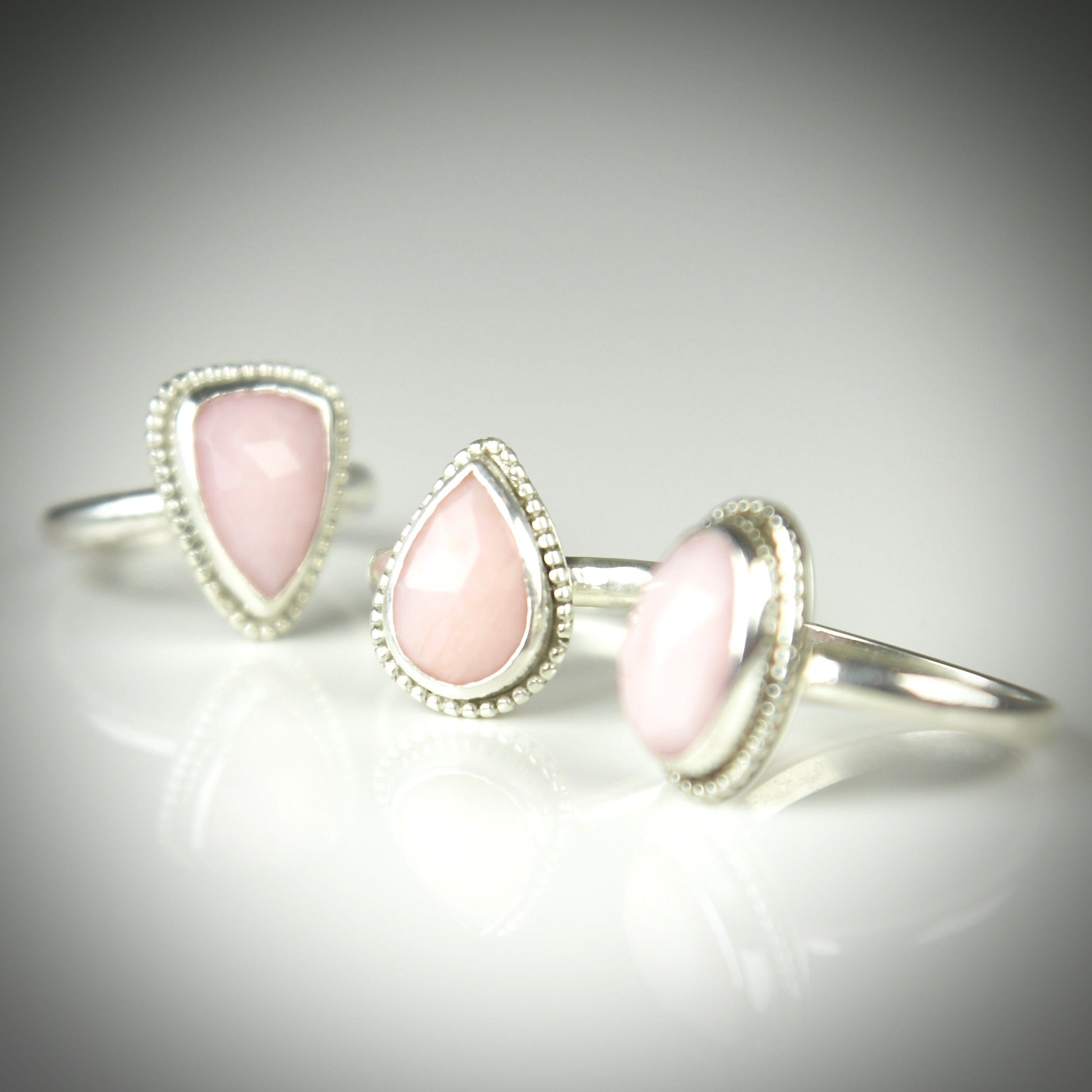 Agapé Artisan Jewelry PINK OPAL TEARDROP STERLING RING 14k gold filled