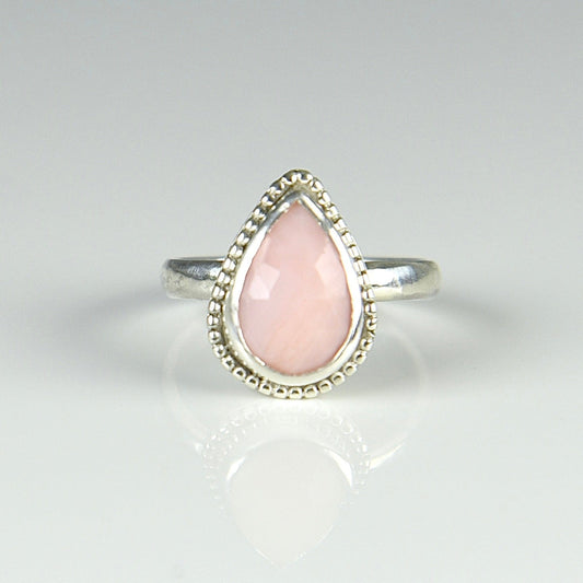 Agapé Artisan Jewelry PINK OPAL TEARDROP STERLING RING 14k gold filled