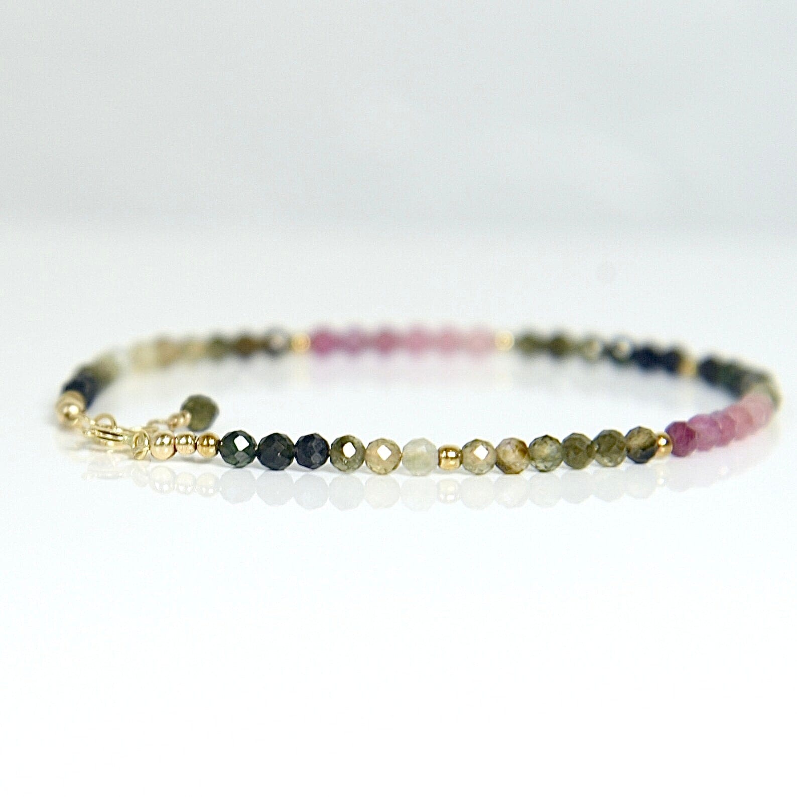 Agape Artisan Jewelry SKINNY OMBRE TOURMALINE BRACELET 14k gold filled