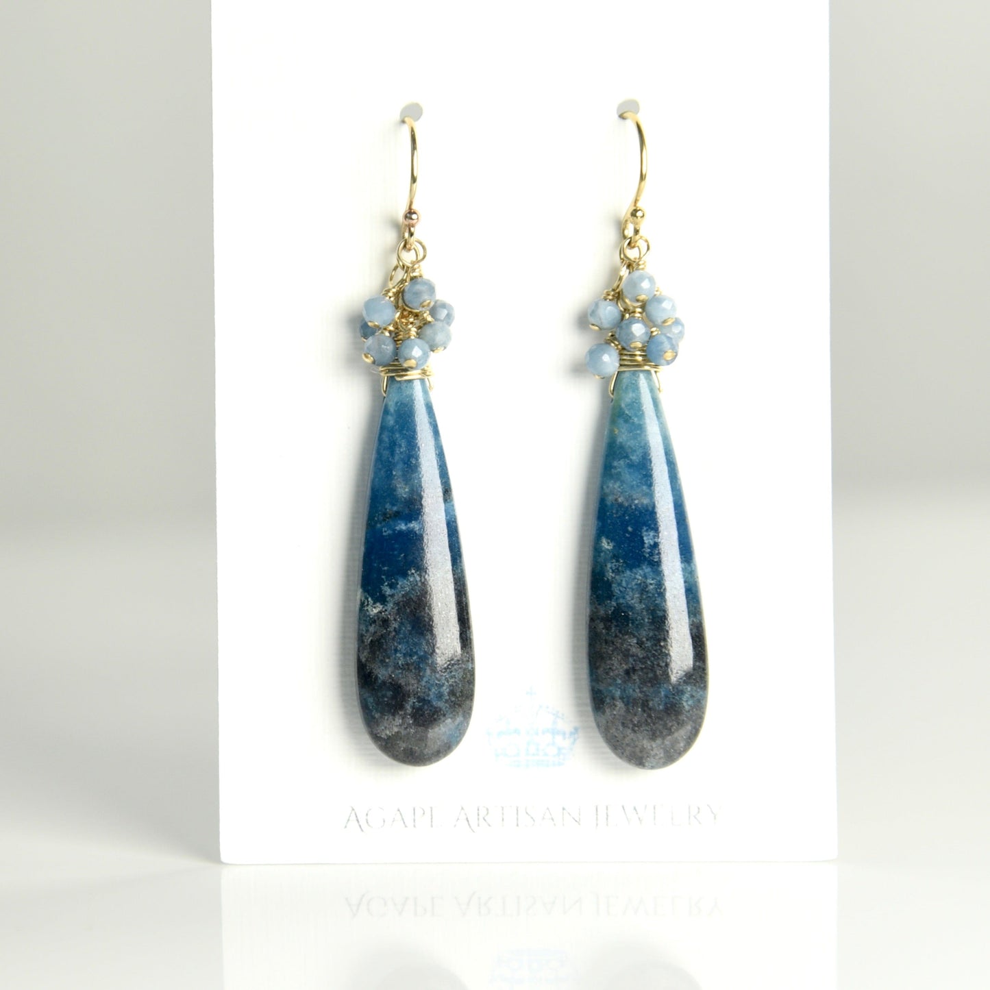 Agape Artisan Jewelry TROLITA QUARTZ & TANZANITE CLUSTER EARRINGS 14k gold filled