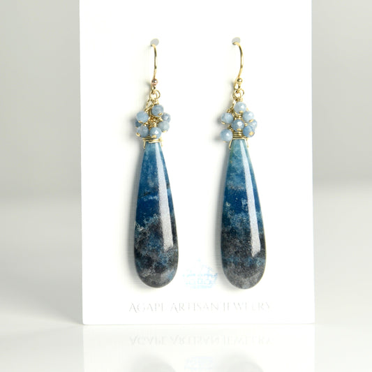 Agape Artisan Jewelry TROLITA QUARTZ & TANZANITE CLUSTER EARRINGS 14k gold filled