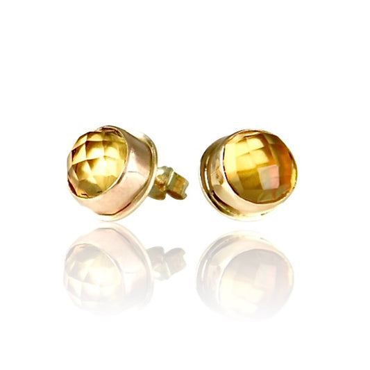 CITRINE 14K GOLD FILL STUD EARRINGS