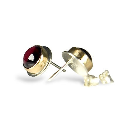 GARNET 14K GOLD FILL & STERLING STUD EARRINGS