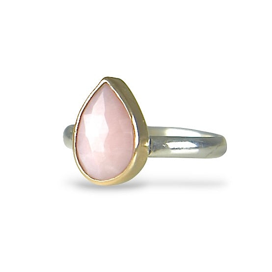 PINK OPAL TEARDROP 14K GOLD FILL & STERLING RING