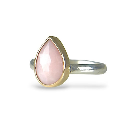 PINK OPAL TEARDROP 14K GOLD FILL & STERLING RING