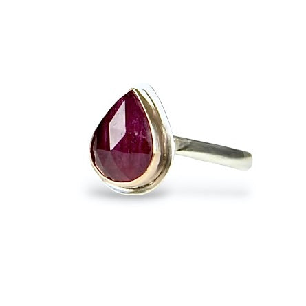 PINK SAPPHIRE TEARDROP 14K GOLD FILL & STERLING RING