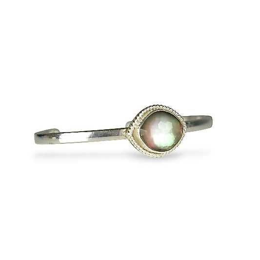 MOTHER OF PEARL HIMALAYAN QUARTZ STERLING CUFF BRACELET