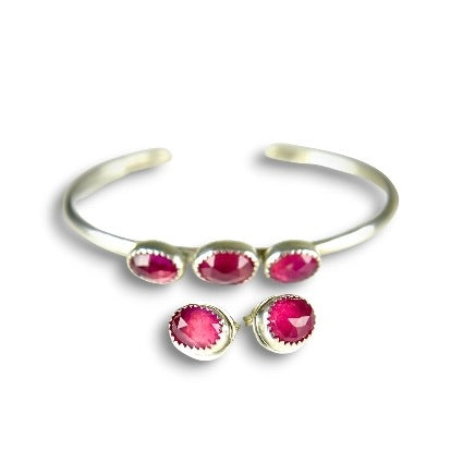 PINK SAPPHIRE STERLING CUFF BRACELET