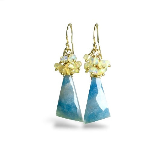 TROLITA QUARTZ & ETHIOPIAN OPAL CLUSTER EARRINGS