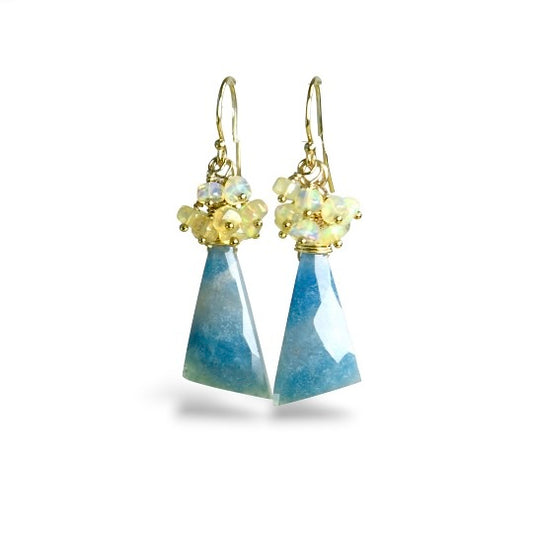 TROLITA QUARTZ & ETHIOPIAN OPAL CLUSTER EARRINGS