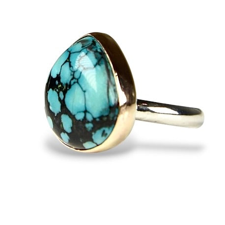 HUBEI TURQUOISE 14K GOLD FILL & STERLING RING