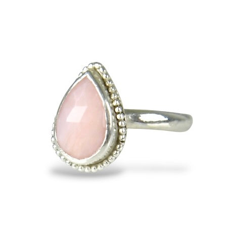 PINK OPAL TEARDROP STERLING RING