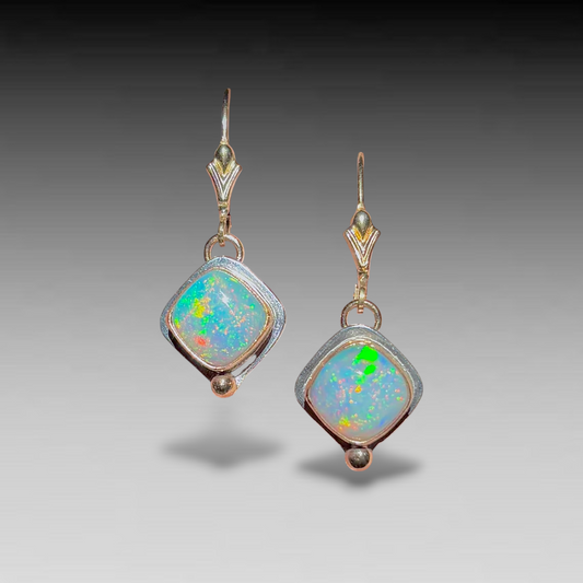 ETHIOPIAN OPAL GOLD FILL & STERLING EARRINGS