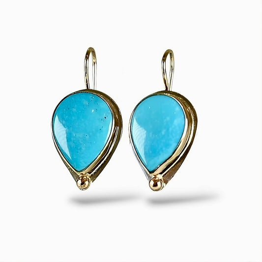 SLEEPING BEAUTY TURQUOISE 14K GOLD FILL & STERLING SILVER DROP EARRINGS